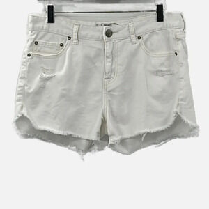 Free People 100% Cotton Cut Off Distressed Denim Shorts in White - Size 29